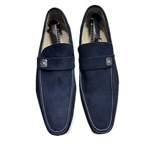 Stacey Adams Men's Navy Blue Suede Loafers Size 13 Crest Preppy Old Money Casual